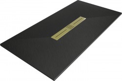 MEXEN/S - Toro obdĺžniková sprchová vanička SMC 150 x 80, čierna, mriežka zlatá (43708015-G)
