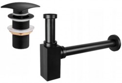 MEXEN/S - Umývadlový sifón s výpustom click-clack bez prepadu, čierny (7991660-70)