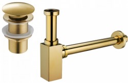 MEXEN/S - Umývadlový sifón s výpustom click-clack bez prepadu, zlatý (7991060-50)