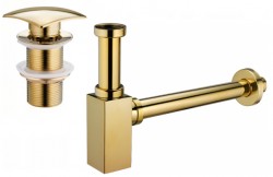 MEXEN/S - Umývadlový sifón s výpustom click-clack bez prepadu, zlatý (7991660-50)