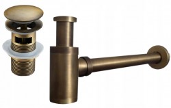 MEXEN/S - Umývadlový sifón s výpustom click-clack s prepadom, bronz (7992050-30)