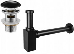 MEXEN/S - Umývadlový sifón s výpustom click-clack s prepadom čierna (7992060-75)