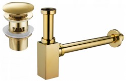 MEXEN/S - Umývadlový sifón s výpustom click-clack s prepadom, zlatý (7992060-50)