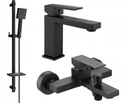 MEXEN/S - Uno DQ45 Set umývadlovej a vaňovej batérie s príslušenstvom, čierna (71403DQ45-70)