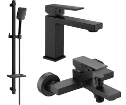 MEXEN/S - Uno DQ62 Set umývadlovej a vaňovej batérie s príslušenstvom, čierna (71403DQ62-70)