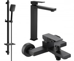 MEXEN/S - Uno DQ62 Set umývadlovej a vaňovej batérie s príslušenstvom, čierna (71413DQ62-70)