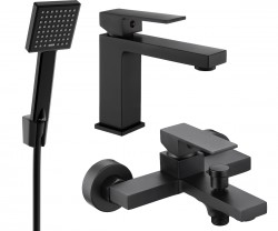 MEXEN/S - Uno R45 Set umývadlovej a vaňovej batérie s príslušenstvom, čierna (71403R45-70)