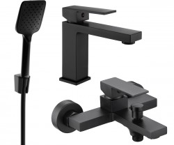 MEXEN/S - Uno R62 Set umývadlovej a vaňovej batérie s príslušenstvom, čierna (71403R62-70)