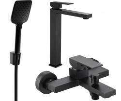 MEXEN/S - Uno R62 Set umývadlovej a vaňovej batérie s príslušenstvom, čierna (71413R62-70)