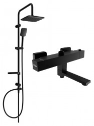 MEXEN/S - Vaňová/sprchová súprava Sven s dažďovou sprchou a termostatickou vaňovou/sprchovou batériou Cube, čierna (77910262-70)