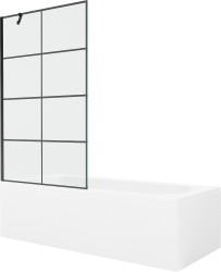 MEXEN/S - Vega obdĺžniková vaňa 150 x 70 cm s panelom + vaňová zástena 100, čierna vzor (550115070X9510007077)