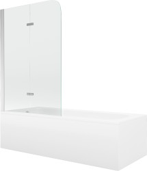 MEXEN/S - Vega obdĺžniková vaňa 150 x 70 cm s panelom + vaňová zástena 100, transparent, chróm (550115070X9010020100)