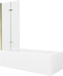 MEXEN/S - Vega obdĺžniková vaňa 150 x 70 cm s panelom + vaňová zástena 80 cm, transparent, zlatá (550115070X9208025000)