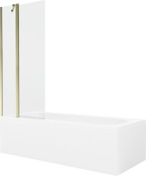 MEXEN/S - Vega obdĺžniková vaňa 150 x 70 cm s panelom + vaňová zástena 80 cm, transparent, zlatá (550115070X9408115000)
