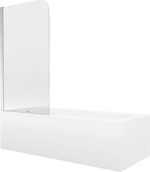 MEXEN/S - Vega obdĺžniková vaňa 160 x 70 cm s panelom + vaňová zástena 80, transparent, chróm (550116070X9008010100)