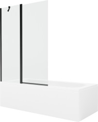 MEXEN/S - Vega obdĺžniková vaňa 170 x 70 cm s panelom + vaňová zástena 120, transparent, čierna (550117070X9412117000)