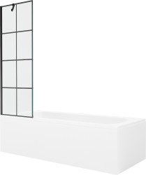 MEXEN/S - Vega obdĺžniková vaňa 170 x 70 cm s panelom + vaňová zástena 60, čierna vzor (550117077X9506007077)