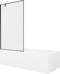 MEXEN/S - Vega obdĺžniková vaňa 180 x 80 cm s panelom + vaňová zástena 100, čierna vzor (550118080X9510007070)