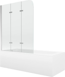 MEXEN/S - Vega obdĺžniková vaňa 180 x 80 cm s panelom + vaňová zástena 120, transparent, chróm (550118080X9012030100)