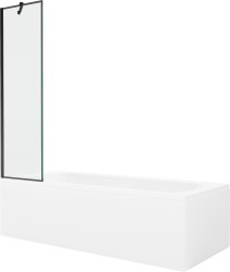 MEXEN/S - Vega obdĺžniková vaňa 180 x 80 cm s panelom + vaňová zástena 50, čierna vzor (550118080X9505007070)
