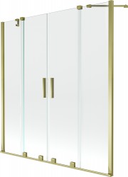 MEXEN/S - Velar Duo Dvojkrídlová posuvná vaňová zástena 140 x 150 cm, transparent, zlatá (896-140-000-02-50)