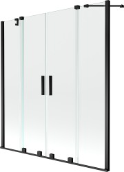MEXEN/S - Velar Duo Dvojkrídlová posuvná vaňová zástena 140 x 150, transparent, čierna (896-140-000-02-70)