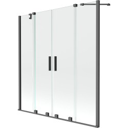 MEXEN/S - Velar Duo dvojkrídlová posuvná vaňová zástena 140 x 150, transparent, grafit metal (896-140-000-02-95)