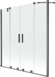 MEXEN/S - Velar Duo Dvojkrídlová posuvná vaňová zástena 140 x 150, transparent, šedá kartáčovaná (896-140-000-02-66)