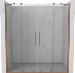 MEXEN/S - Velar Duo posuvné sprchové dvere 200, transparent, meď kartáčovaná (871-200-000-02-65)