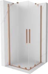 MEXEN/S - Velar Duo sprchovací kút, posuvné dvere 80 x 80, dekor, meď kartáčovaná (871-080-080-32-65)
