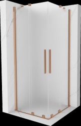 MEXEN/S - Velar Duo sprchovací kút, posuvné dvere 90 x 90, dekor, meď kartáčovaná (871-090-090-32-65)