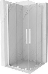 MEXEN/S - Velar Duo štvorcový sprchovací kút 100 x 100, transparent, biela (871-100-100-02-20)