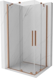 MEXEN/S - Velar Duo štvorcový sprchovací kút 90 x 80, transparent, meď kartáčovaná (871-090-080-02-65)