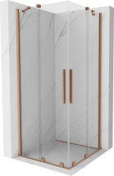 MEXEN/S - Velar Duo štvorcový sprchovací kút 90 x 90, transparent, meď kartáčovaná (871-090-090-02-65)