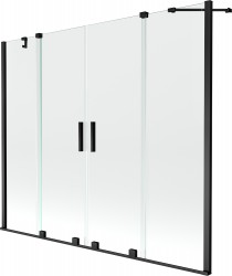 MEXEN/S - Velar Duo vaňová zástena posuvná 190 x 150 cm, transparent, čierna (896-190-000-02-70)