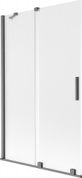 MEXEN/S - Velar dvojkrídlová posuvná vaňová zástena 110 x 150, dekor, grafit kartáčovaná (896-110-000-31-66)