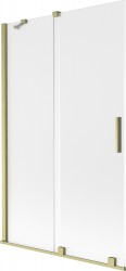 MEXEN/S - Velar dvojkrídlová posuvná vaňová zástena 110 x 150, dekor, zlatá kartáčovaná (896-110-000-31-55)