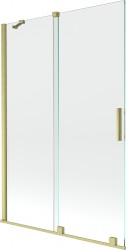 MEXEN/S - Velar Dvojkrídlová posuvná vaňová zástena 120 x 150, transparent, zlatá kartáčovaná (896-120-000-01-55)