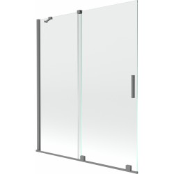 MEXEN/S - Velár dvojkrídlová posuvná vaňová zástena 140 x 150, transparent, grafit metal (896-140-000-01-95)