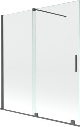 MEXEN/S - Velar Dvojkrídlová posuvná vaňová zástena 150 x 150 cm, transparent, šedá kartáčovaná (896-150-000-01-66)