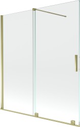 MEXEN/S - Velar Dvojkrídlová posuvná vaňová zástena 150 x 150 cm, transparent, zlatá (896-150-000-01-50)