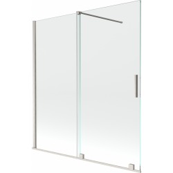 MEXEN/S - Velár dvojkrídlová posuvná vaňová zástena 150 x 150, transparent, nikel kartáčovaný (896-150-000-01-97)