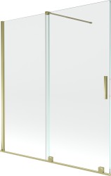 MEXEN/S - Velar Dvojkrídlová posuvná vaňová zástena 150 x 150, transparent, zlatá (896-150-000-01-50)