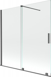 MEXEN/S - Velar Dvojkrídlová posuvná vaňová zástena 160 x 150 cm, transparent, šedá kartáčovaná (896-160-000-01-66)