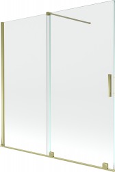 MEXEN/S - Velar Dvojkrídlová posuvná vaňová zástena 160 x 150 cm, transparent, zlatá (896-160-000-01-50)