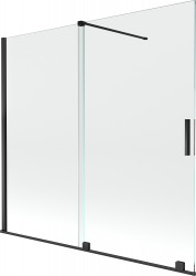 MEXEN/S - Velar Dvojkrídlová posuvná vaňová zástena 170 x 150, transparent, čierna (896-170-000-01-70)
