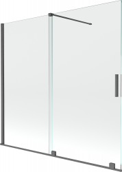 MEXEN/S - Velar Dvojkrídlová posuvná vaňová zástena 170 x 160 cm, transparent, šedá kartáčovaná (896-170-000-01-66)