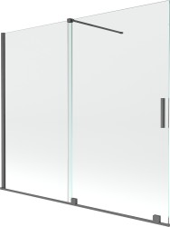 MEXEN/S - Velar Dvojkrídlová posuvná vaňová zástena 180 x 160 cm, transparent, šedá kartáčovaná (896-180-000-01-66)