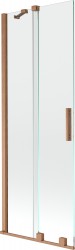 MEXEN/S - Velar Dvojkrídlová posuvná vaňová zástena 75 x 150, transparent, kartáčovaná meď (896-075-000-01-65)