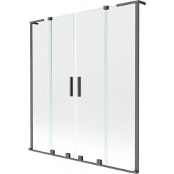 MEXEN/S - Velar L Duo dvojkrídlová posuvná vaňová zástena 140 x 150, transparent, grafit metal (896-140-003-02-95)